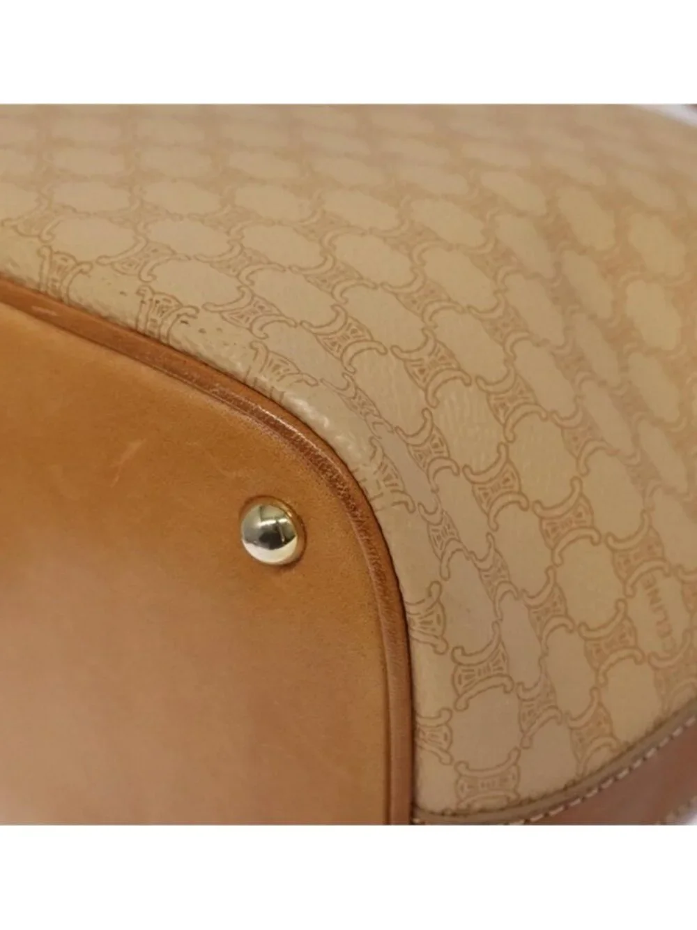 Authentic CELINE Macadam Canvas Shoulder Bag PVC Leather Beige Gold - Picture 13 of 16